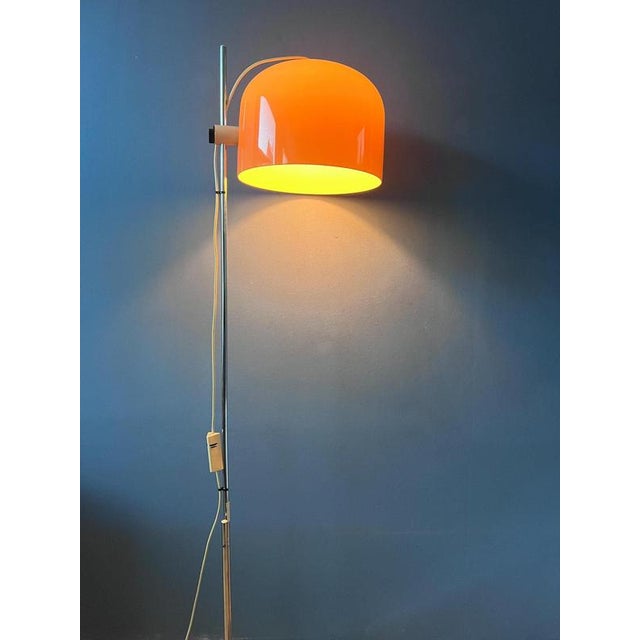 Space Age Floor Lamp with Chrome Base and Orange Shade from Guzzini For Sale - Image 13 of 13