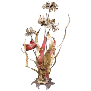 Silas Seandel Brutalist Torch Cut Floriform Sculpture