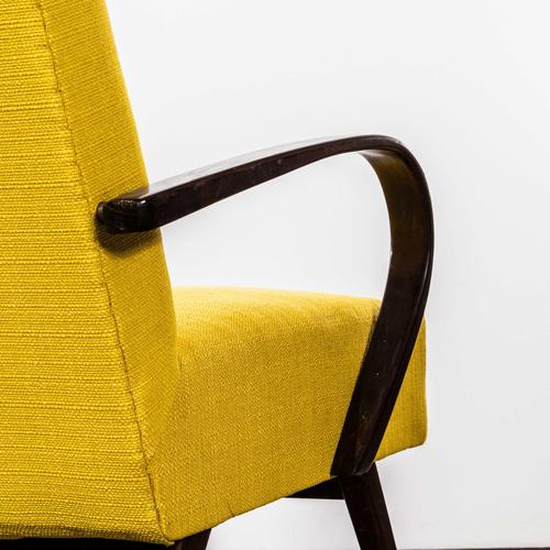 Wood Vintage Lounge Chair in Mustard by Jaroslav Smidek, 1950s For Sale - Image 7 of 9