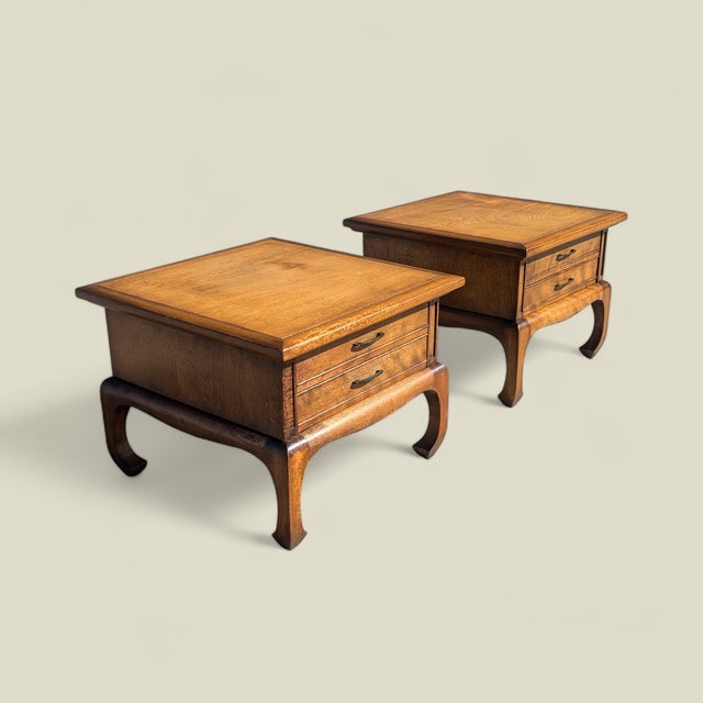 Pair of Mid-Century Solid Wood Chinoiserie Nightstands For Sale In Los Angeles - Image 6 of 16
