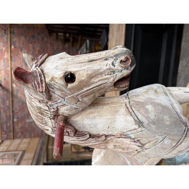 Wood Antique Carved Wooden Horse For Sale - Image 7 of 15