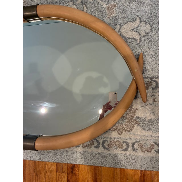 1970s Faux Elephant Tusk and Brass Wall Mirror by Chapman For Sale In New York - Image 6 of 7