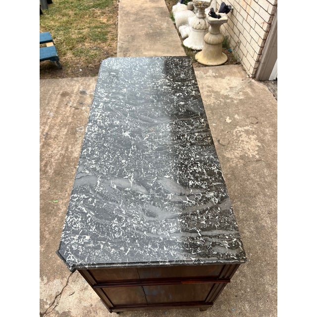 Wood French 19th Century Louis XVI Marble Top Mahogany Chest of Drawers For Sale - Image 7 of 12