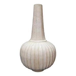 Early 21st Century Thai Ceramic Vase With Beige Satin Glaze
