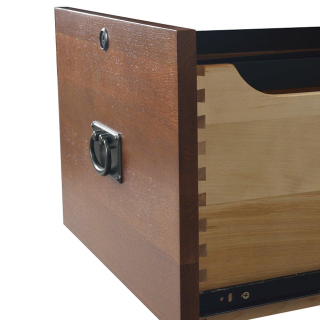 Wood Mission Oak 2 Drawer File Cabinet W/ Writing Tray - Walnut For Sale - Image 7 of 9