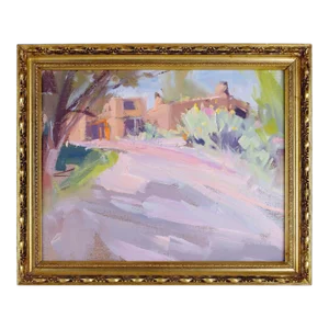 Unsigned Missionary House on Pink Sand Oil Painting