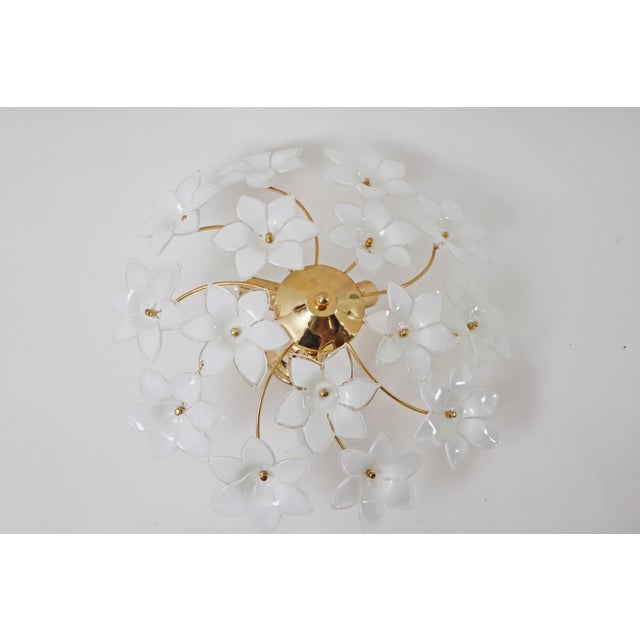Austrian White Murano Flowered Glass Hanging Lamp, 1990s For Sale - Image 4 of 18
