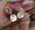 14k Gold Kabana Carved Mother of Pearl Sand Dollar Pierced Post Earrings, A Pair For Sale - Image 12 of 15