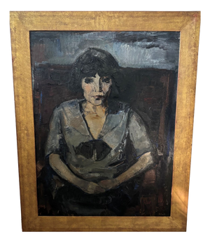 Arnout Colnot, Portrait of a Woman, Verso: Resting Boys, Oil on Board, 1960s, Framed