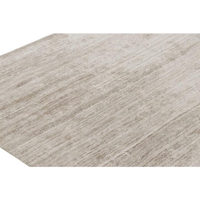 Rug & Kilim’s Oversized Textural Rug in Solid Taupe and White Tones and Striae - 11x18 For Sale In New York - Image 6 of 8