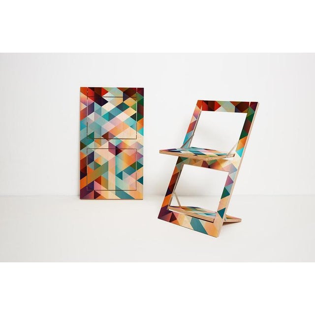 Fläpps Folding Chair in Criss Cross Red on Birch from Ambivalenz For Sale - Image 5 of 5
