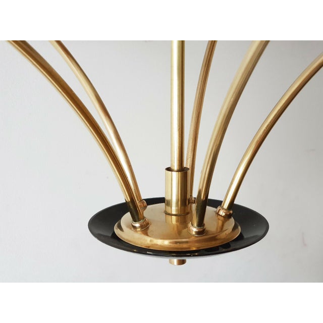 1950s Vintage Brass and Plastic 5-Arm Chandelier, 1950s For Sale - Image 5 of 10