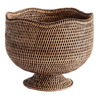 Burma Rattan Footed Cachepot For Sale