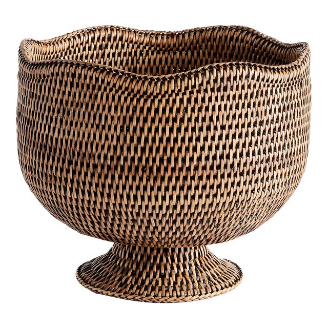 Burma Rattan Footed Cachepot For Sale