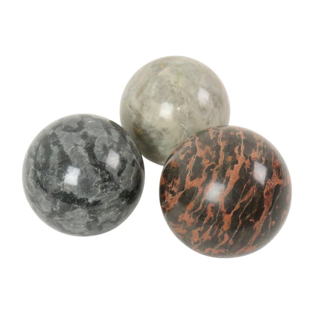 Large Polished Marble Spheres, 1980s, Set of 3 For Sale - Image 10 of 10