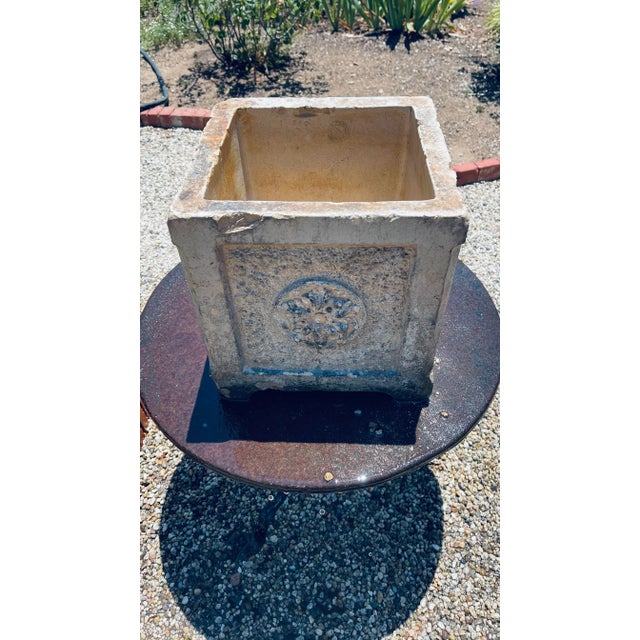 1940s Vintage Cement Planter Boxes With Motif - Set of 4 For Sale - Image 11 of 11