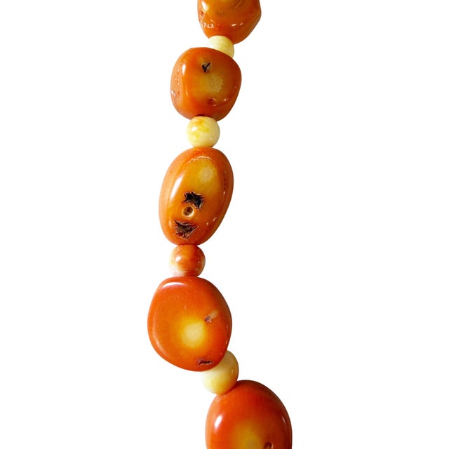 Vintage Chunky Natural Salmon Coral Necklace 9.5" H For Sale - Image 11 of 12