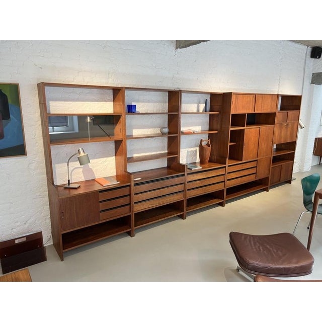 Large Freestanding Wall Unit in Teak by Poul Cadovius for KLM, 1960s For Sale - Image 3 of 8