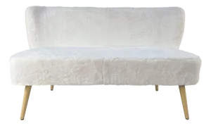 Harlow White Fur Wingback Bench