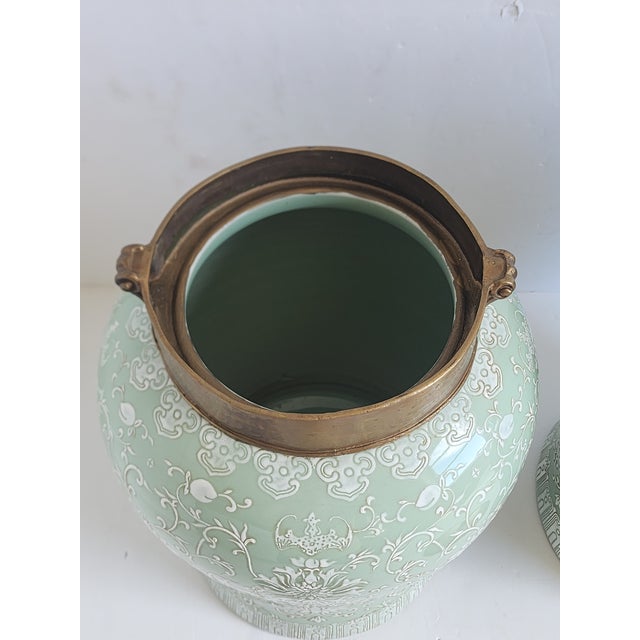 Lilian August Large Celadon Ginger Jar-a Pair For Sale - Image 12 of 12