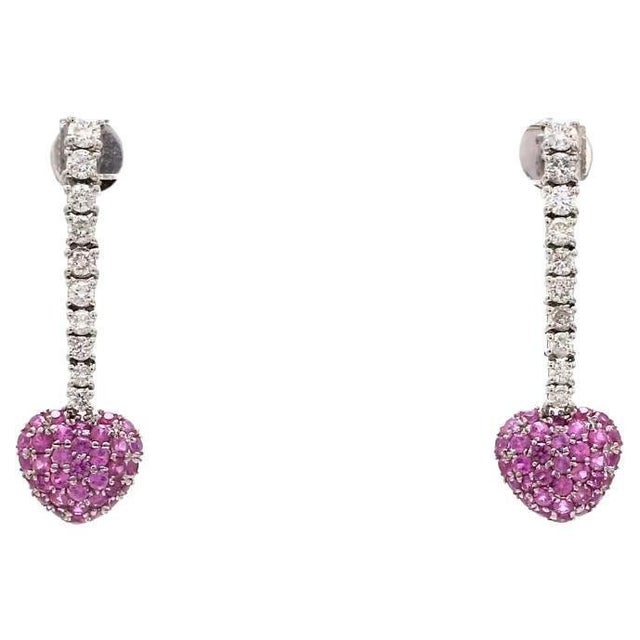 1.71 cts Natural pink sapphire and 0.96 cts diamond earring in 18k gold For Sale - Image 15 of 18