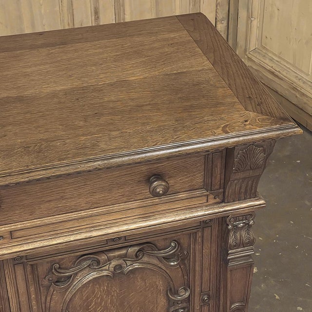 Antique French Louis XIV Renaissance Revival White Oak Buffet For Sale - Image 10 of 18