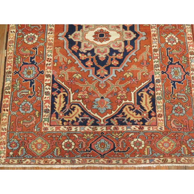 Antique Zabihi Collection Heriz Serapi Accent Size Rug - 4'10" x 6'3" For Sale In New York - Image 6 of 8