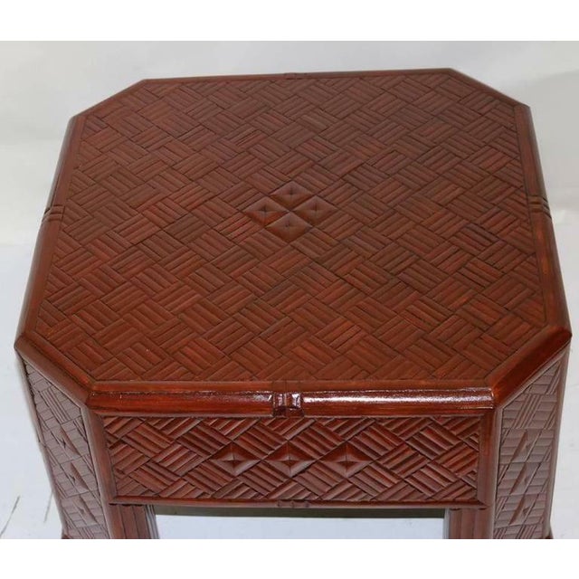 Unique great design, Mid-Century Modern, impeccably fabricated split bamboo patterned octagon shape cocktail coffee table...