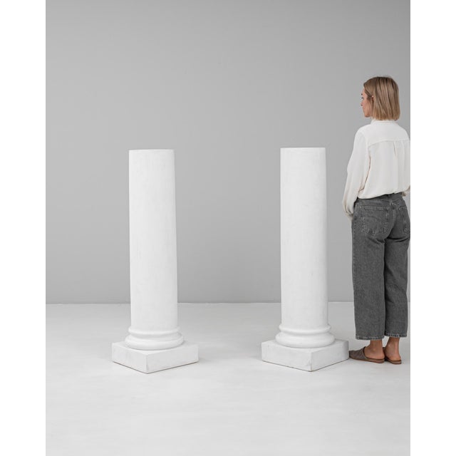 Classical Roman 20th Century French Plaster Columns - A Pair For Sale - Image 3 of 18