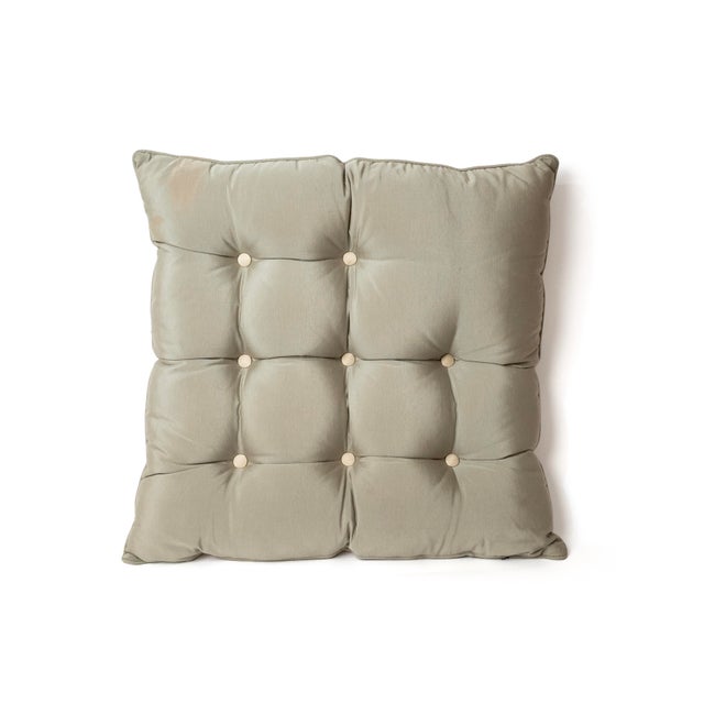 1990s Pair of Tufted Toile & Silk Euro Pillows For Sale - Image 5 of 16