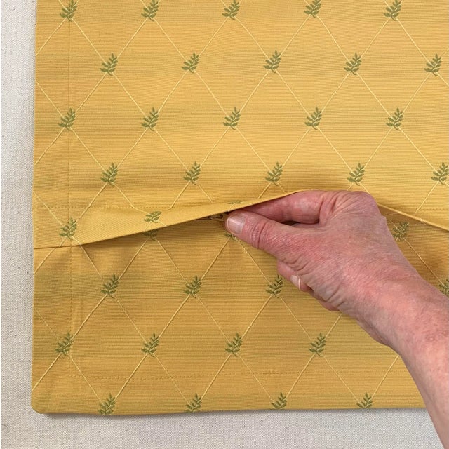 2020s Designer Maxwell Fabrics Gold & Green Embroidered Fern Diamond Diagonal Pillow Covers- a Pair For Sale - Image 5 of 6