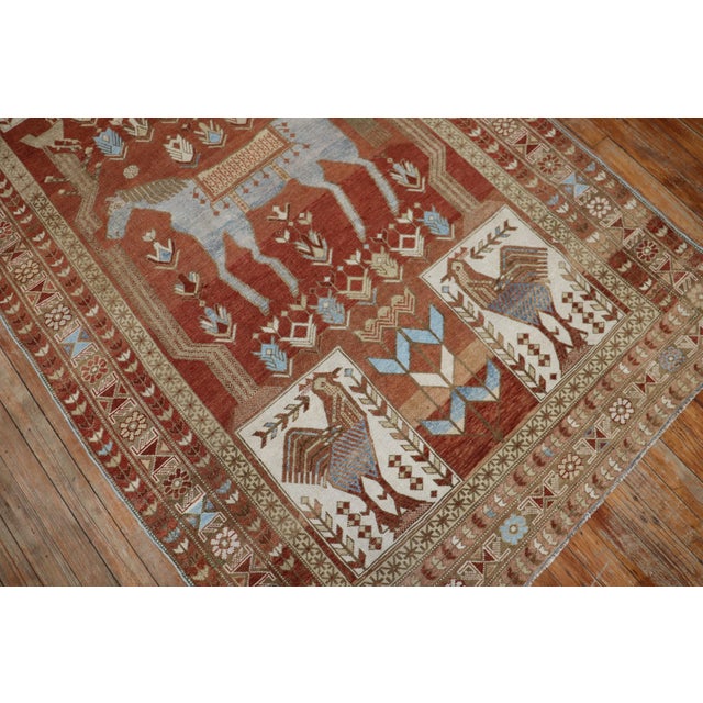 Early 20th Century Rare Antique Horse Rooster Shirvan Caucasian Rug Dated 1948 - 4'3" x 6'8" For Sale - Image 5 of 6
