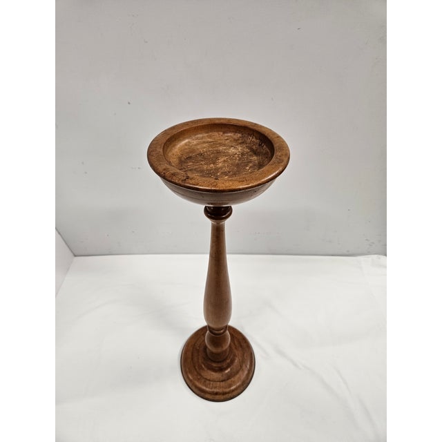 American Antique Wooden Candle Stand or Pedestal Bowl For Sale - Image 3 of 12