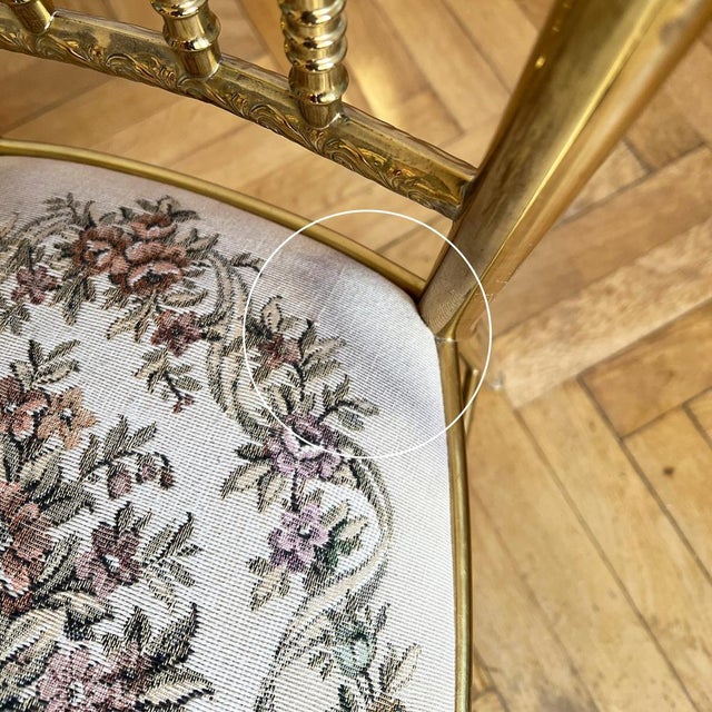 Vintage Chiavari Chair with Tapestry Seat in Brass For Sale - Image 10 of 12