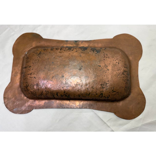 Antique Hand Hammered Thick Copper Brass Playing Card Suits Symbols Tray Dish For Sale - Image 4 of 10