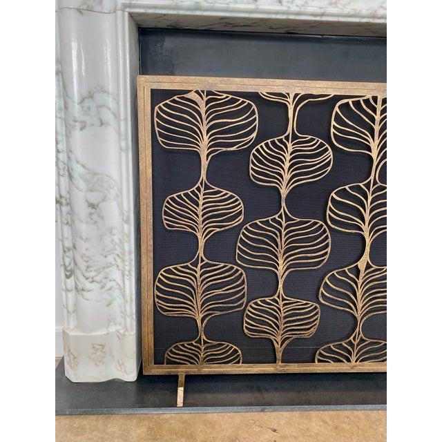 Tobacco Fig Leaf Fireplace Screen Iron For Sale - Image 10 of 12