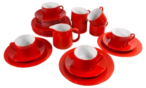 Italian Postmodern Porcelain Tea Set from E. Bergamin for Taitu, 1980s, Set of 9