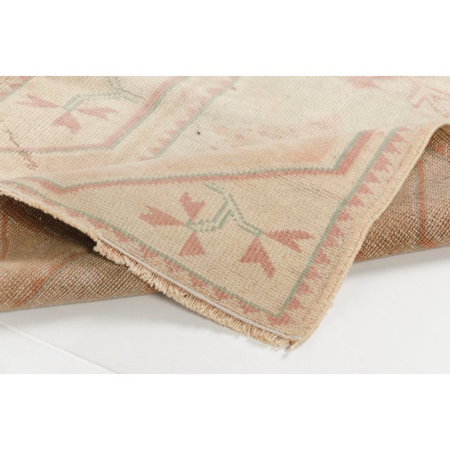 Turkish Mid 20th Century Small Handknotted Floral Oushak Rug For Sale - Image 3 of 11