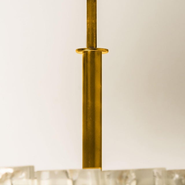 Metal Large Glass and Brass Pendant Light by Doria Leuchten, 1970s For Sale - Image 7 of 18