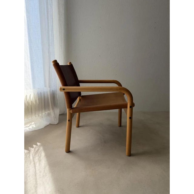 Danish Safari Armchair in Beech Wood and Leather, 1970s For Sale - Image 8 of 12