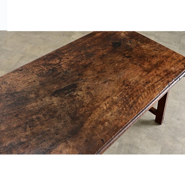 Spanish 18th Century Single Plank Top Walnut & Iron Table For Sale - Image 9 of 12