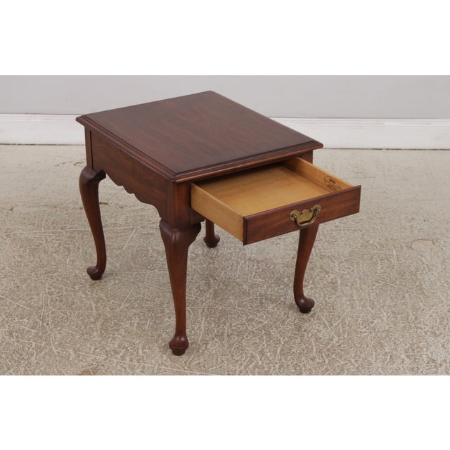 1970s Pair of Henkel Harris Cherry 1 Drawer End Tables For Sale - Image 5 of 16