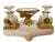 A Napoleon III Palais Royal style perfume stand with a marble base flaked with a pair of gilt decorated perfume bottles....