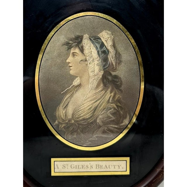 Antique Regency Pair Francesco Bartolozzi Hand Colored Stipple Engraving Lady. For Sale - Image 6 of 8