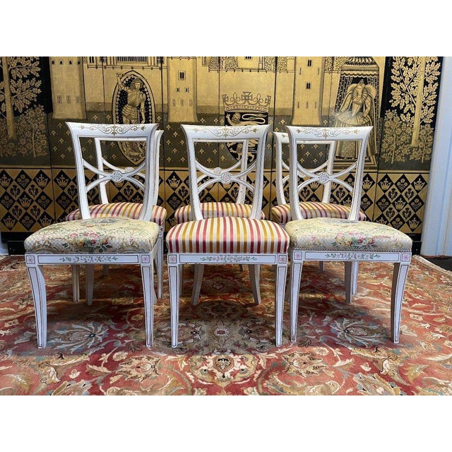 Directoire Style Painted Chairs, Set of 6 For Sale - Image 10 of 10