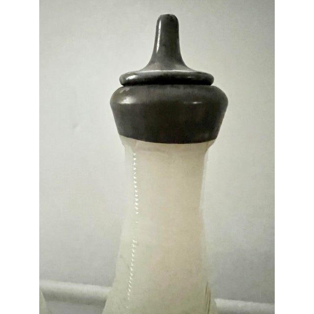 Antique Barber Apothecary Milk Glass Bottles - Set of 6 For Sale - Image 9 of 12