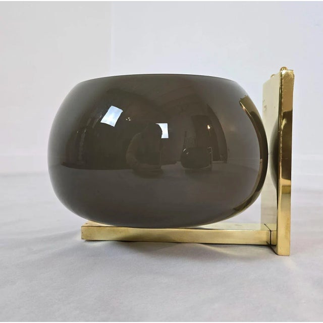 1980s Pair of Brown Glass and Brass Sconces, Mid Century Modern For Sale In Dallas - Image 6 of 12