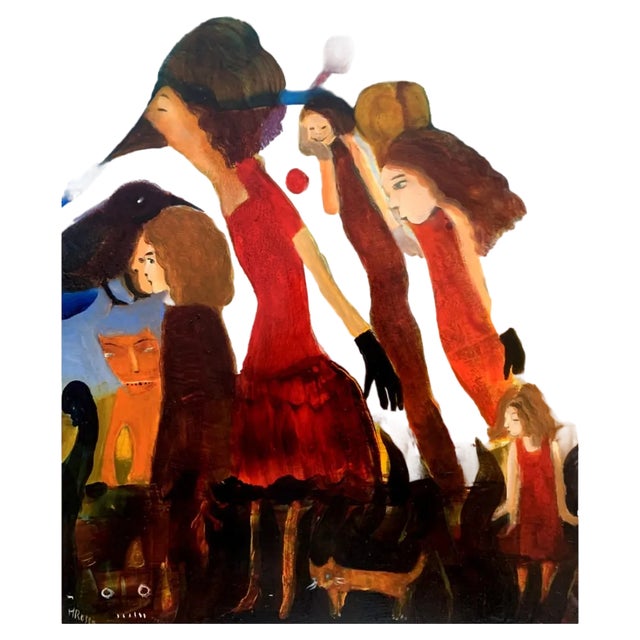 Monika Rossa, A Walk, Oil on Board For Sale