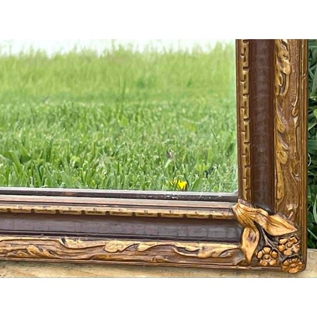 Antique Hand Carved Gold Gilt Framed Mirror W/Floral Motifs For Sale - Image 10 of 16