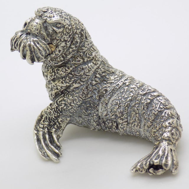 Large Vintage Italian Genuine Silver Walrus Figurine by Cerreti, 1960s For Sale - Image 4 of 15